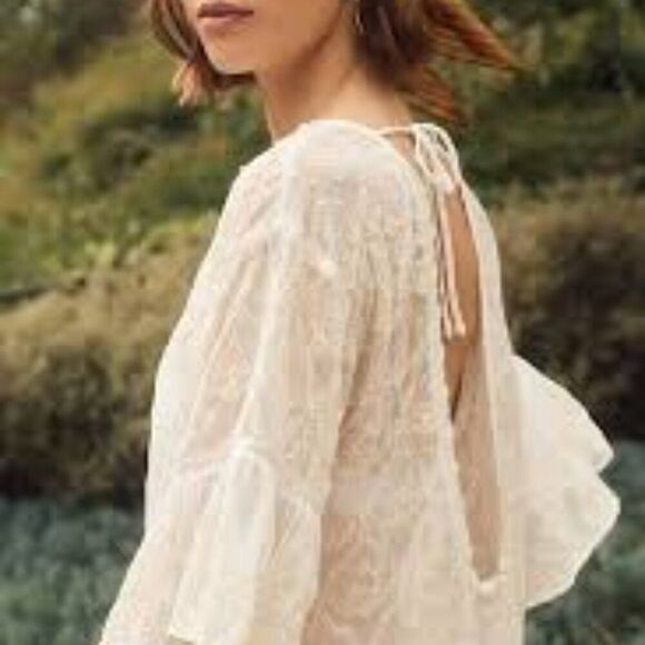 By Anthropologie The Deco Tunic Shear Swim Cover up Lace Boho White Size XXS - Picture 1 of 9